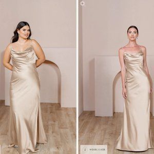 Gold Champagne Satin Bridesmaids Dress (Revelry)